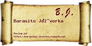 Barasits Jávorka névjegykártya
